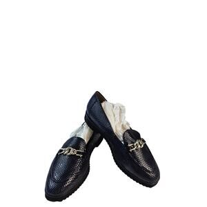 NEW Tamara: Navy Snake Print Leather 40.5 9.5 US gold buckle career business NIB